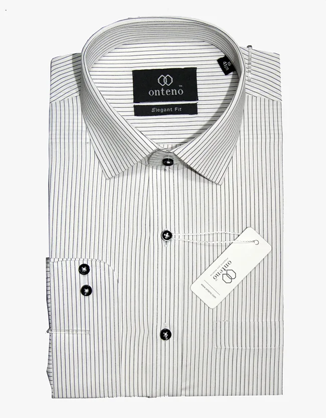White shirt with black striped
