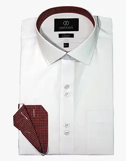White Slim Fit Shirt with Contrasting Collar & Cuffs