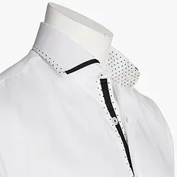 color: Men's White Polka Dot Trim Italian Style Shirt