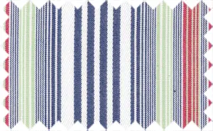 Midnight Blue/Red/White/Mantis Green Stripes, 100% Cotton