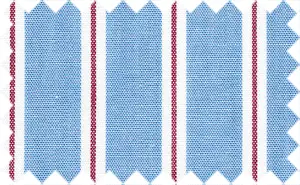Falu Red/White Stripes over Pale Cornflower Blue, Cotton/Polyester Blends