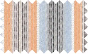 Peach Orange/Cornflower Blue/Black/White Stripes, 100% Cotton