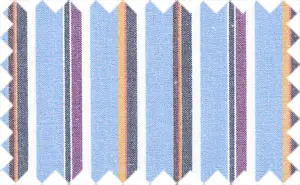 Purple/Golden Glow/Black/White Stripes over Cornflower Blue, 100% Cotton