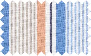 Blue/Orange Stripes, 100% CottonrnColors include Cornflower Blue/Pale Cornflower Blue/Apricot/Half Spanish White/Midnight Blue/White Stripesv