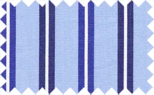 Resolution Blue/Midnight Blue/Pale Cornflower Blue/White Stripes, 100% Cotton. The repeating stripes pattern is 3cm wide.