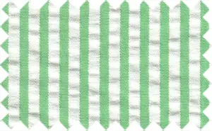 Emerald Green/White Searsucker Stripes, 100% Cotton  - Searsucker/crepe fabric