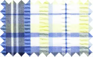 Midnight Blue/Blue/Light Yellow/White Searsucker/Crepe Checks, 100% Cotton
