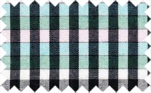 Black/White Checks with colored stripes, 100% Cotton - The repeating colored line is 4 inches wide and then 4 inch black/white checks line and so on.rnThe colored line colors are Medium Aquamarine/Onahau/Lavender Blush/Black/White