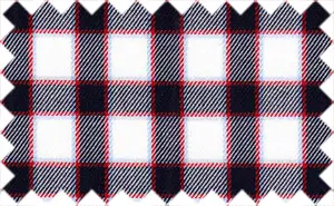 Venetian Red/Tropical Blue/Black/White Checks, 100% Cotton