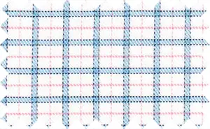 Light Steel Blue/Apricot/Black/White Stretched Checks, 100% Cotton