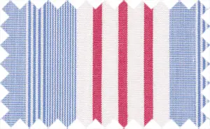Portage Blue/Brick Red/White Stripes, 100% Cotton