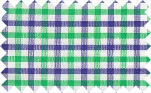 Eastbay Blue/Mountain Meadow Green checks, 100% cotton - Very breathable summer fabric