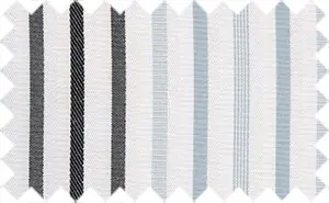 Black/Heather Gray/White Stripes, 35% cotton/65% polyesterrnThe stripes pattern repeat every 3 inches (7.7 cm)
