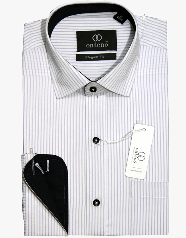 Orchid/White Stripes With Black Inner Collar & Cuffs