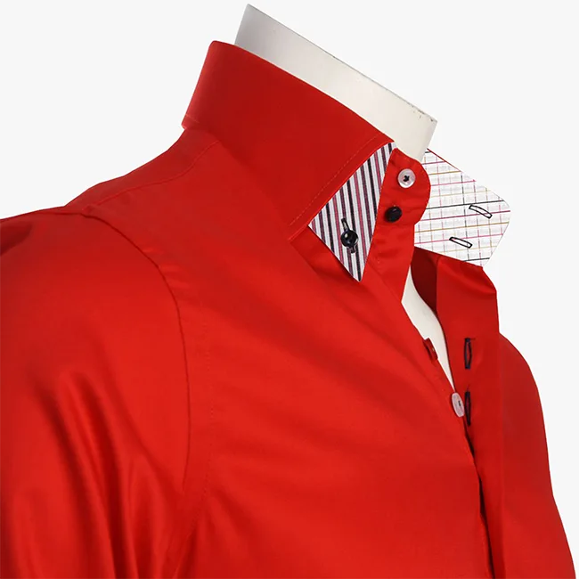 Men's Red Double Collar Italian Style Shirt