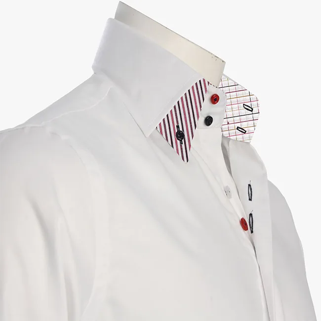 Men's Double Button Collar White Shirt