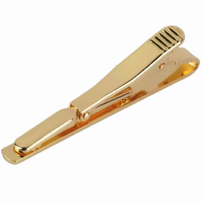 Golden Necktie Tie Bar Clasp Clip
