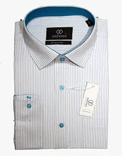 P007, White shirt with blue striped dress shirt White shirt with blue striped dress shirt