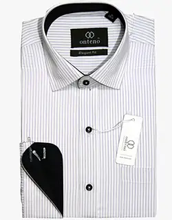 27180S, Orchid/White Stripes With Black Inner Collar & Cuffs Orchid/White Stripes With Black Inner Collar & Cuffs