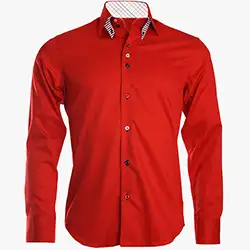 color: Men's Red Double Collar Italian Style Shirt
