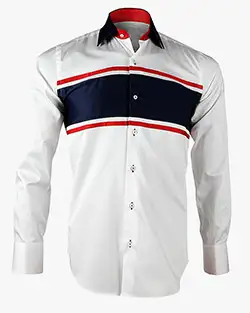1060, Men's White and Navy Stripe Print Formal Shirt Men's White and Navy Stripe Print Formal Shirt