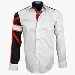 1054, Men's Italian Style White Union Jack Print Formal Shirt Men's Italian Style White Union Jack Print Formal Shirt