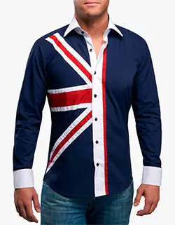 1036, MEN'S NAVY UNION JACK PRINT SHIRT MEN'S NAVY UNION JACK PRINT SHIRT