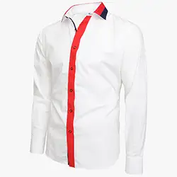 10180, Men's White Multi Colour Collar Regular Fit Formal Shirt Men's White Multi Colour Collar Regular Fit Formal Shirt