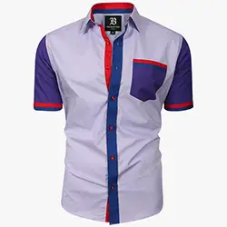 10159, Men's Italian Style Short Sleeve Regular Fit Shirt Light Purple Men's Italian Style Short Sleeve Regular Fit Shirt Light Purple