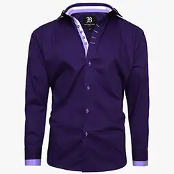 10174, Men's Italian Style Purple Triple Collar Regular Fit Formal Shirt Men's Italian Style Purple Triple Collar Regular Fit Formal Shirt