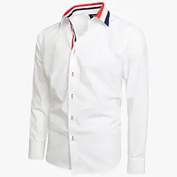 10179, Men's White Triple Colour Collar Regular Fit Formal Shirt Men's White Triple Colour Collar Regular Fit Formal Shirt