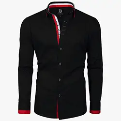 10178, Men's Italian Style Black Triple Collar Regular Fit Formal Shirt Men's Italian Style Black Triple Collar Regular Fit Formal Shirt
